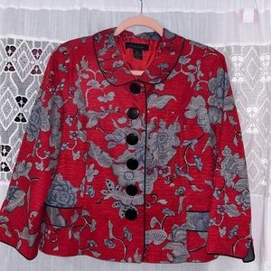 Silkland Women’s XL Red/Gray Floral Coat